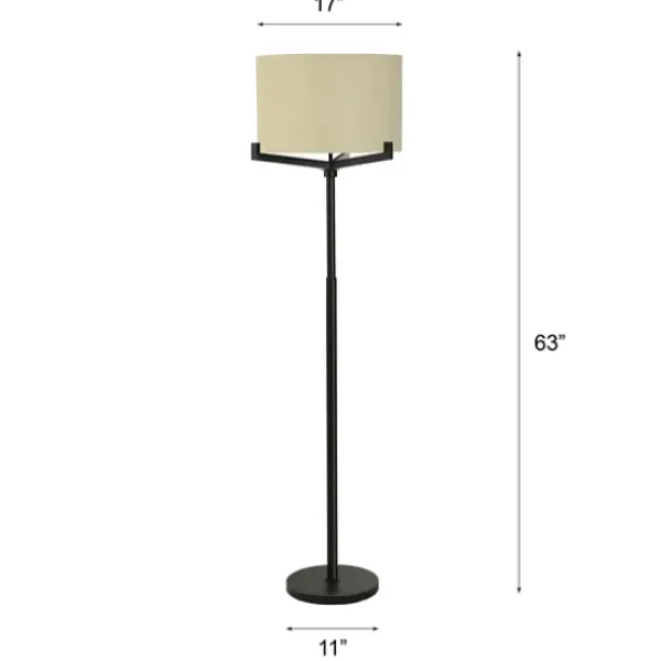 Floor Lamps-Kirkland's Home Black Metal Tri-Arm Floor Lamp Tan