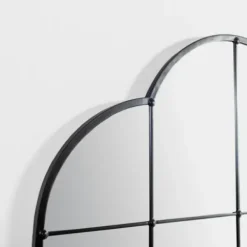 Decorative Mirrors-Kirkland's Home Black Metal Windowpane Arched Wall Mirror
