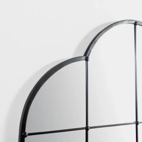Decorative Mirrors-Kirkland's Home Black Metal Windowpane Arched Wall Mirror