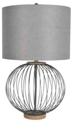 Table Lamps-Kirkland's Home Black Metal Wire Sphere Table Lamp Gray