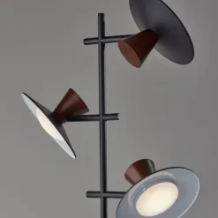Floor Lamps-Kirkland's Home Black Metal Wood Accent Contemporary Floor Lamp