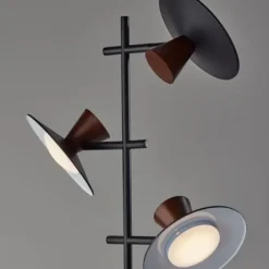 Floor Lamps-Kirkland's Home Black Metal Wood Accent Contemporary Floor Lamp