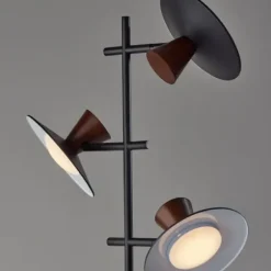 Floor Lamps-Kirkland's Home Black Metal Wood Accent Contemporary Floor Lamp