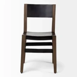 Dining Chairs-Kirkland's Home Black Modern Mango Wood Blocky Dining Chair Black/Brown