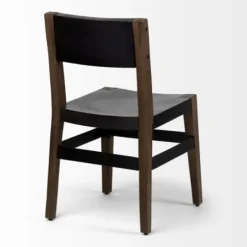 Dining Chairs-Kirkland's Home Black Modern Mango Wood Blocky Dining Chair Black/Brown