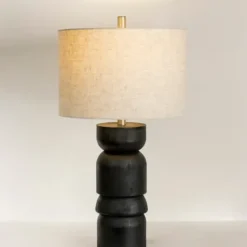 Table Lamps-Kirkland's Home Black Modern Ridge Table Lamp Tan