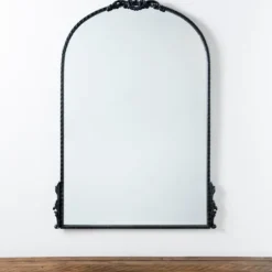 Decorative Mirrors-Kirkland's Home Black Ornate Antique Carved Mirror, 25.8X37 In.