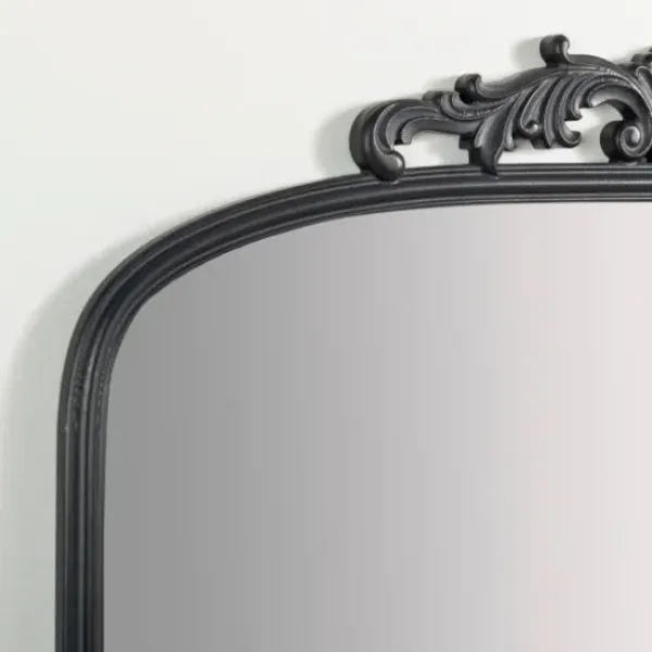 Full Length & Floor Mirrors-Kirkland's Home Black Ornate Scroll Bordeux Leaner Mirror