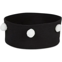 Baskets & Boxes-Kirkland's Home Black Pet Bin Pom Pom Storage Basket Black/White