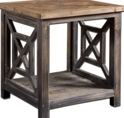 Accent & End Tables-Kirkland's Home Black Reclaimed Fir Wood Accent Table