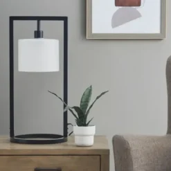 Table Lamps-Kirkland's Home Black Rectangle Hanging Shade Table Lamp White