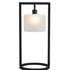 Table Lamps-Kirkland's Home Black Rectangle Hanging Shade Table Lamp White
