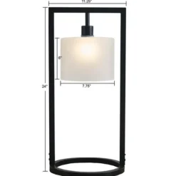 Table Lamps-Kirkland's Home Black Rectangle Hanging Shade Table Lamp White