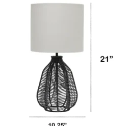 Table Lamps-Kirkland's Home Black Rope Woven Table Lamp White