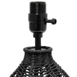 Table Lamps-Kirkland's Home Black Rope Woven Table Lamp White