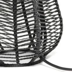 Table Lamps-Kirkland's Home Black Rope Woven Table Lamp White