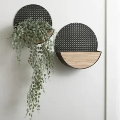 Wall Storage-Kirkland's Home Black Round Mesh Frame Wall Shelves, Set Of 3