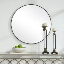 Framed Mirrors-Kirkland's Home Black Round Simple Frame Large Wall Mirror