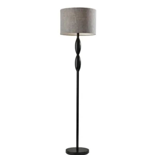 Floor Lamps-Kirkland's Home Black Slim Hourglass Floor Lamp Black/Gray