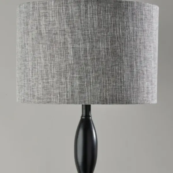 Floor Lamps-Kirkland's Home Black Slim Hourglass Floor Lamp Black/Gray