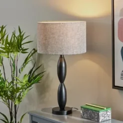 Table Lamps-Kirkland's Home Black Slim Hourglass Table Lamp Black/Gray