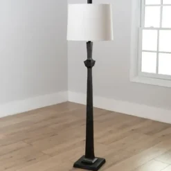 Floor Lamps-Kirkland's Home Black Stanton Floor Lamp White