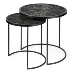 Accent & End Tables-Kirkland's Home Black Starburst Nesting Accent Tables, Set Of 2