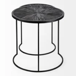Accent & End Tables-Kirkland's Home Black Starburst Nesting Accent Tables, Set Of 2