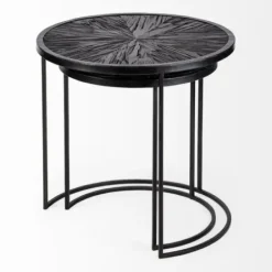 Accent & End Tables-Kirkland's Home Black Starburst Nesting Accent Tables, Set Of 2