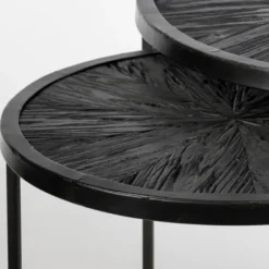 Accent & End Tables-Kirkland's Home Black Starburst Nesting Accent Tables, Set Of 2