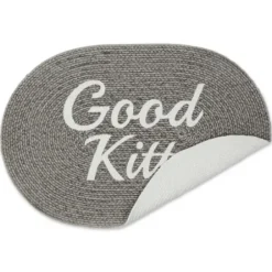 Kitchen & Floor Mats-Kirkland's Home Black Striped Heart Pet Bowl Mat Black/White