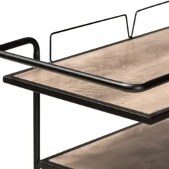 Kitchen Islands & Bar Carts-Kirkland's Home Black 3-Tier Industrial Bar Cart