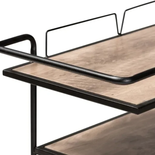 Kitchen Islands & Bar Carts-Kirkland's Home Black 3-Tier Industrial Bar Cart