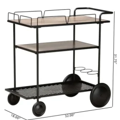 Kitchen Islands & Bar Carts-Kirkland's Home Black 3-Tier Industrial Bar Cart