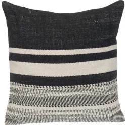 Pillows-Kirkland's Home Black Transitional Stripe Pillow Black/White
