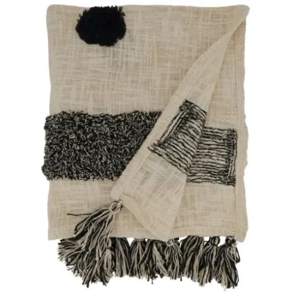 Blankets & Throws-Kirkland's Home Black Tufted Dot Throw Blanket Black/Tan