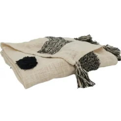 Blankets & Throws-Kirkland's Home Black Tufted Dot Throw Blanket Black/Tan