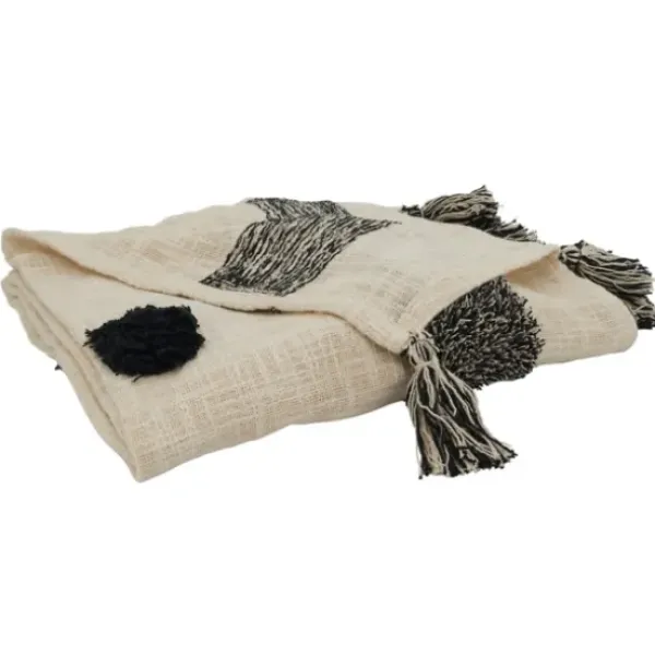 Blankets & Throws-Kirkland's Home Black Tufted Dot Throw Blanket Black/Tan