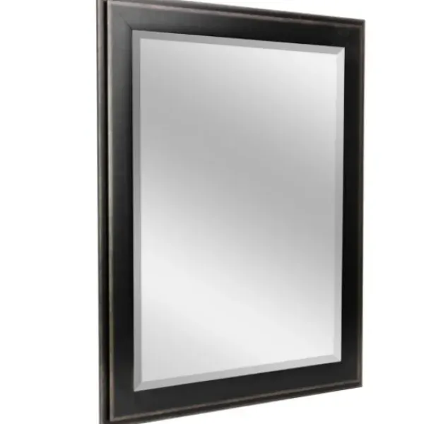 Framed Mirrors-Kirkland's Home Black Two Step Beveled Frame Vanity Mirror
