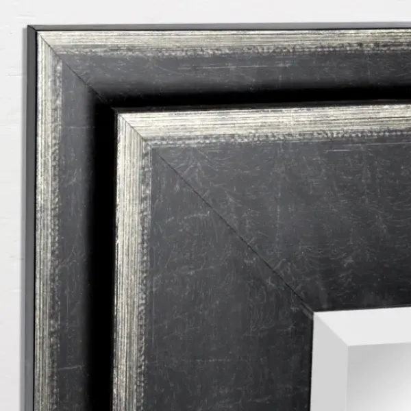 Framed Mirrors-Kirkland's Home Black Two Step Beveled Frame Vanity Mirror