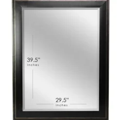 Framed Mirrors-Kirkland's Home Black Two Step Beveled Frame Vanity Mirror