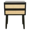 Accent & End Tables-Kirkland's Home Black Two-Drawer Rattan Front Accent Table