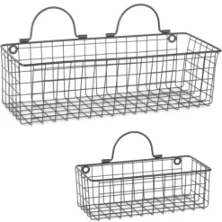 Wall Storage-Kirkland's Home Black Wall Hanging Wire Baskets, Set Of 2