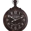 Clocks-Kirkland's Home Black Weathered Iron Frame Round Wall Clock