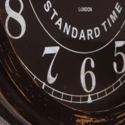 Clocks-Kirkland's Home Black Weathered Iron Frame Round Wall Clock