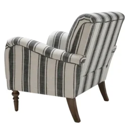 Accent Chairs-Kirkland's Home Black White Carved Slope Stripe Accent Chair Black/White