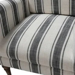 Accent Chairs-Kirkland's Home Black White Carved Slope Stripe Accent Chair Black/White