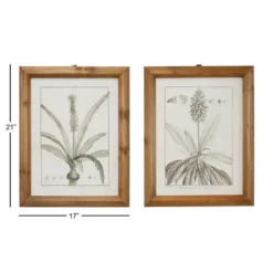 Framed Art-Kirkland's Home Black White Vintage Botanical Framed Art, Set Of 2 Black/White