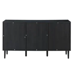 Cabinets & Sideboards-Kirkland's Home Black Wood And Cane Arched Sideboard Cabinet