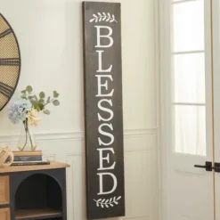 Wall Quotes & Signs-Kirkland's Home Black Wood Blessed Wall Plaque Black/White